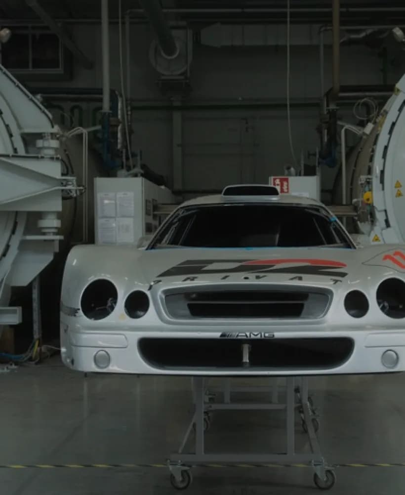 Mercedes-Benz CLK GTR body shell in the workshop